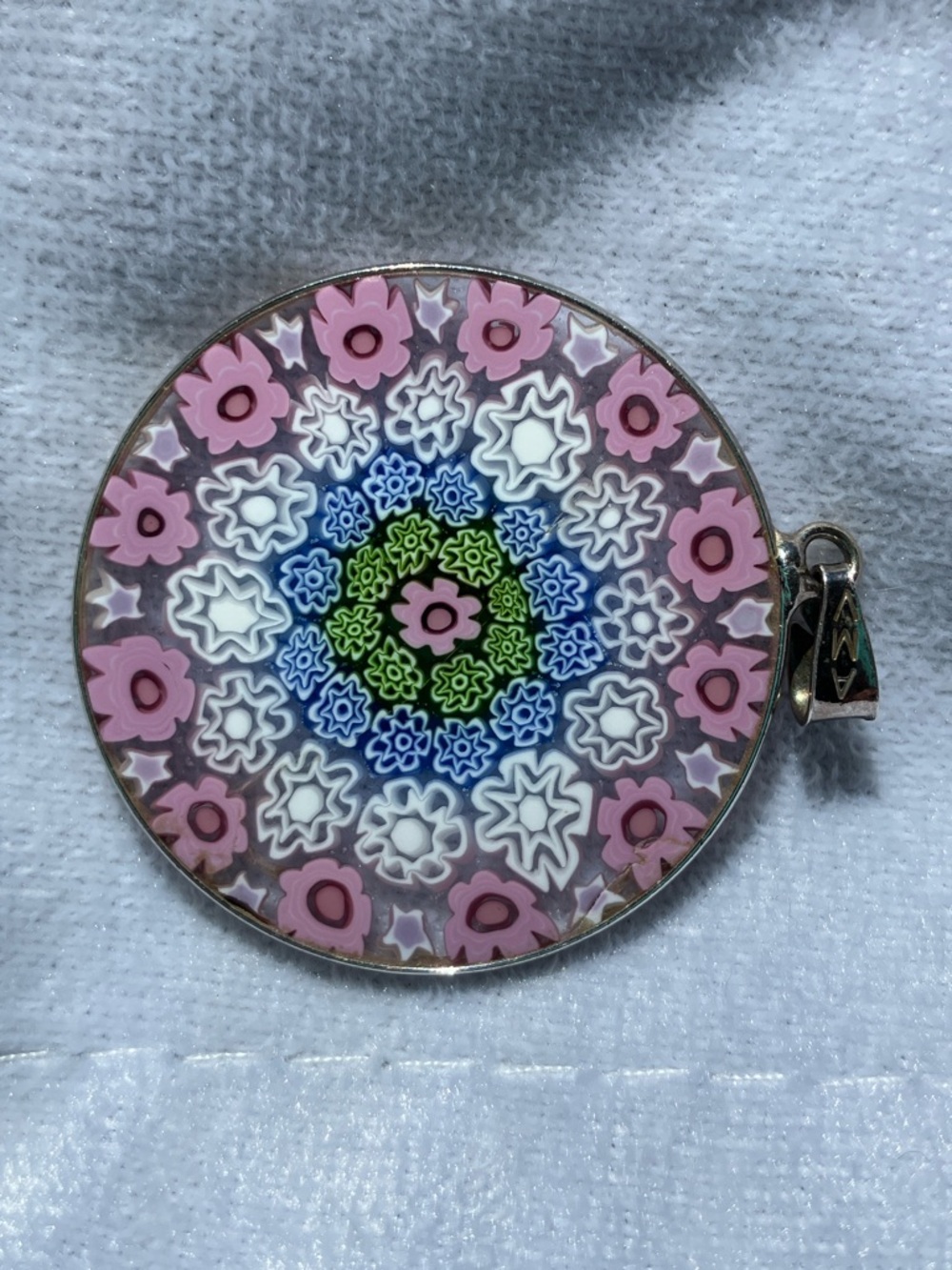 Vintage AMV Murano Glass Millefiori circle pendant